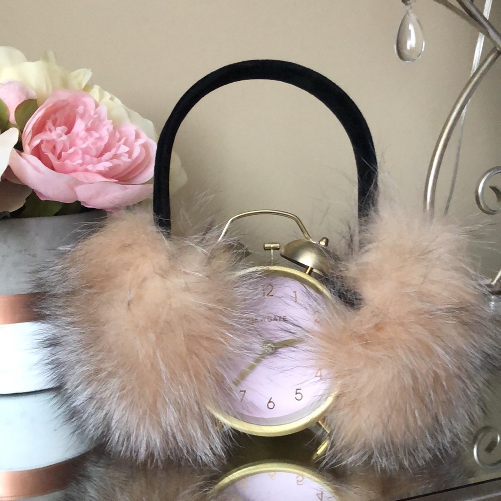 New SURELL Real Fox Fur earmuffs -crystal color - Picture 2 of 5